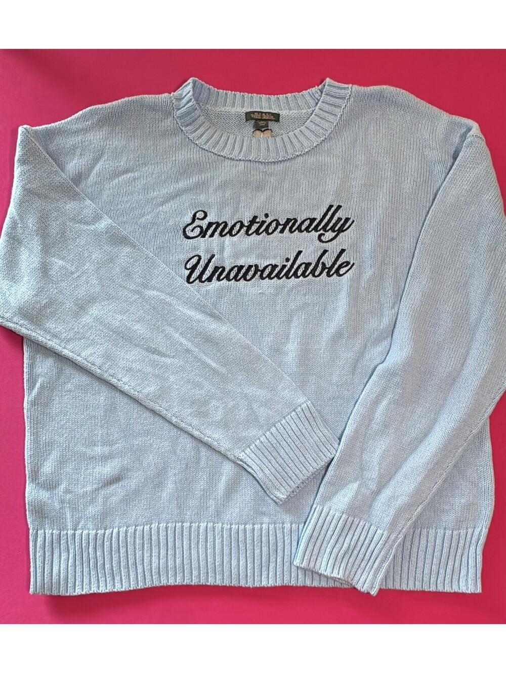 Wild Fable “Emotionally Unavailable” Sweater Light Blue Size XXL – Graphic Knit